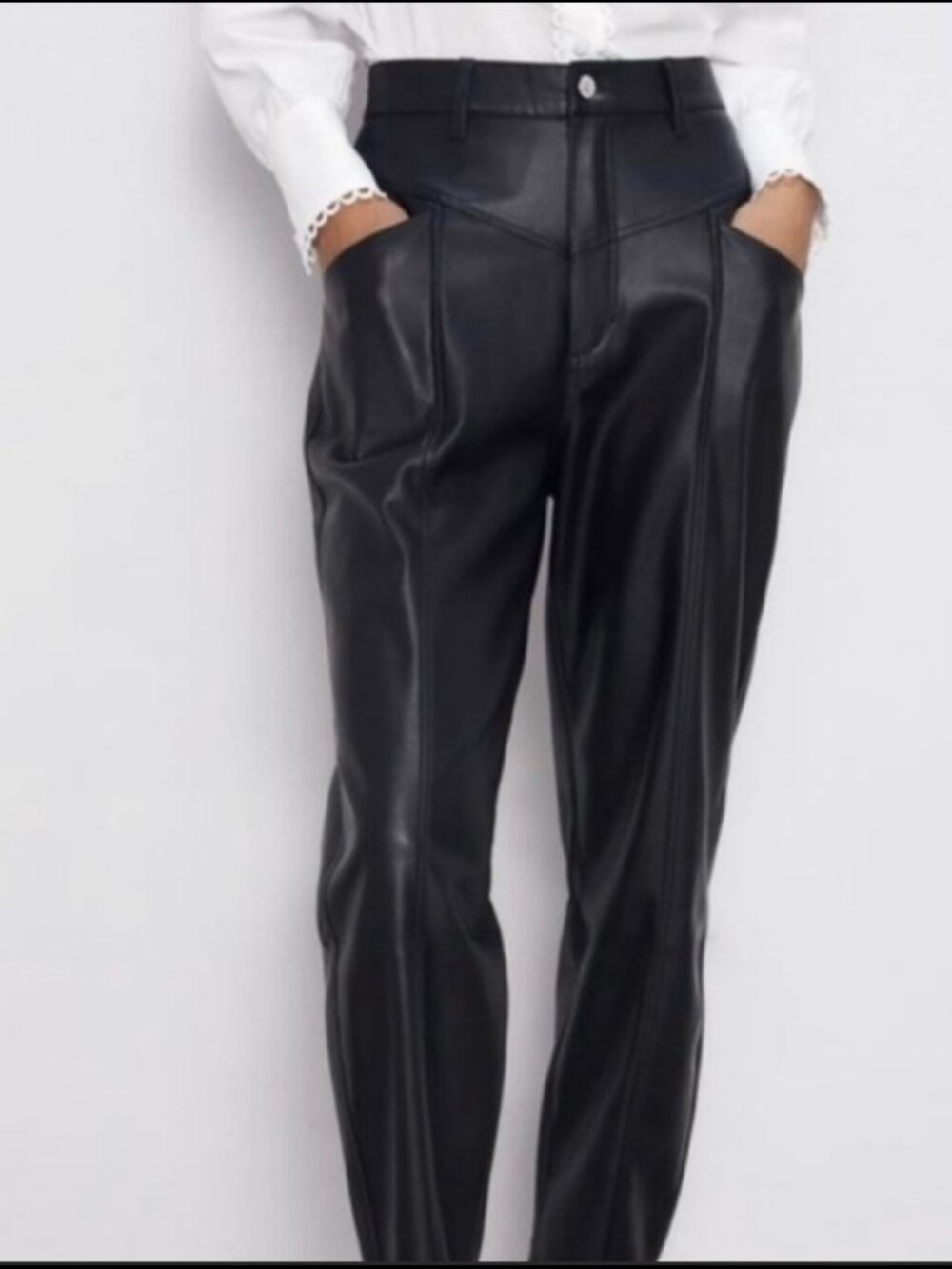 ZARA FAUX LEATHER BLACK PANTS size US 8 EU 40